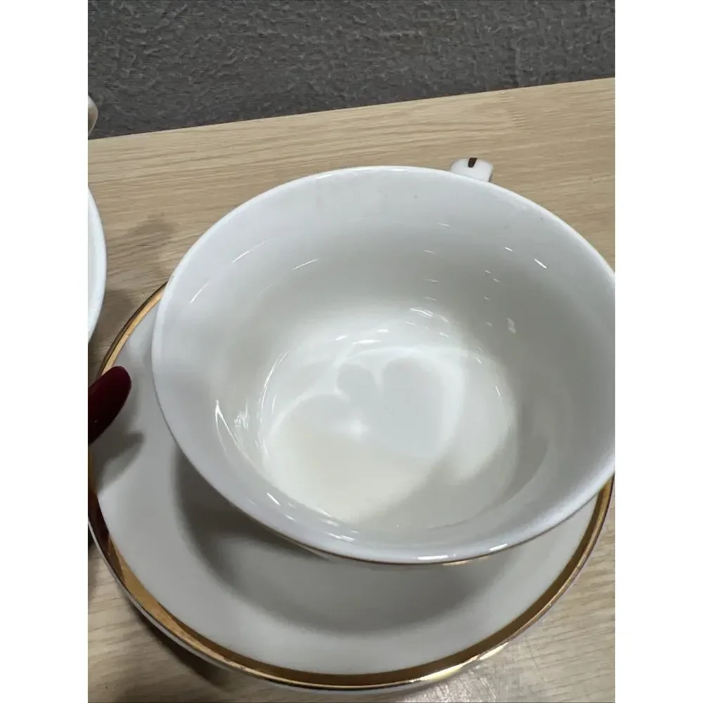 Set of 2 Vintage Regal Manor Robinson Design White Fine China Cup Saucer Japan